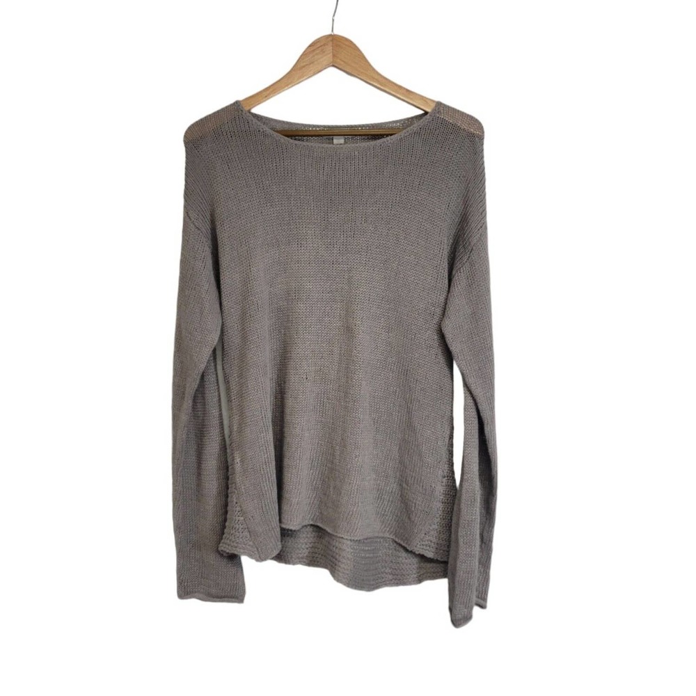 Garnet Hill Gray Taupe Linen Boatneck Pullover Sweater Size XL